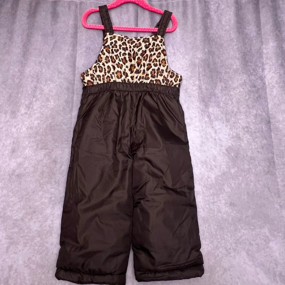 Carter's Snow Bibs Toddler 2T Brown Excellent Leopard Print Insulated Overalls